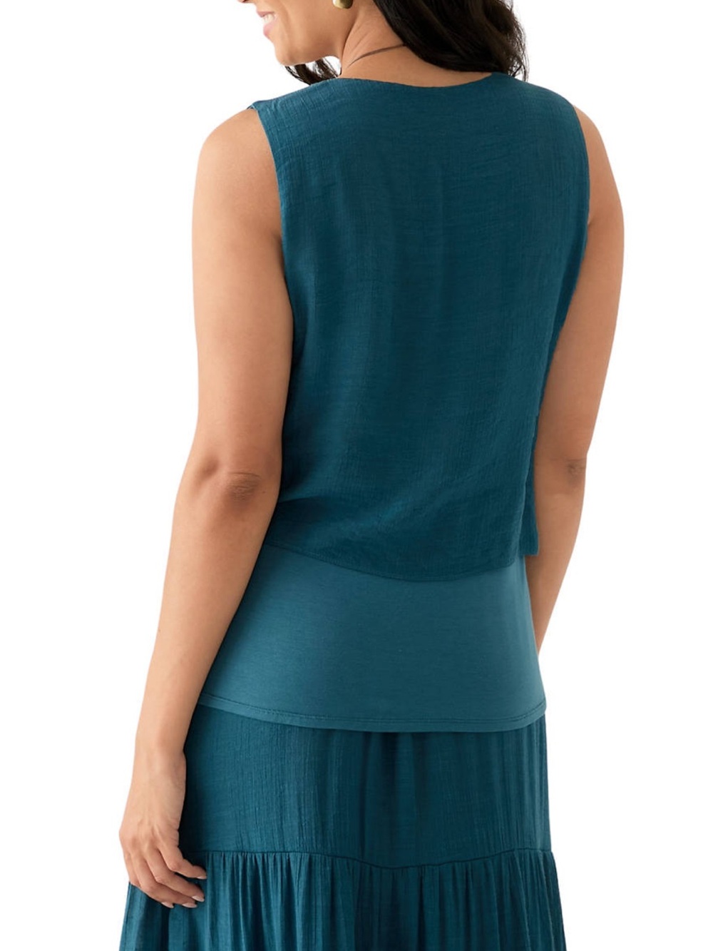 NWT! AGB Sleeveless Overlay Boho Top - Picture 5 of 5